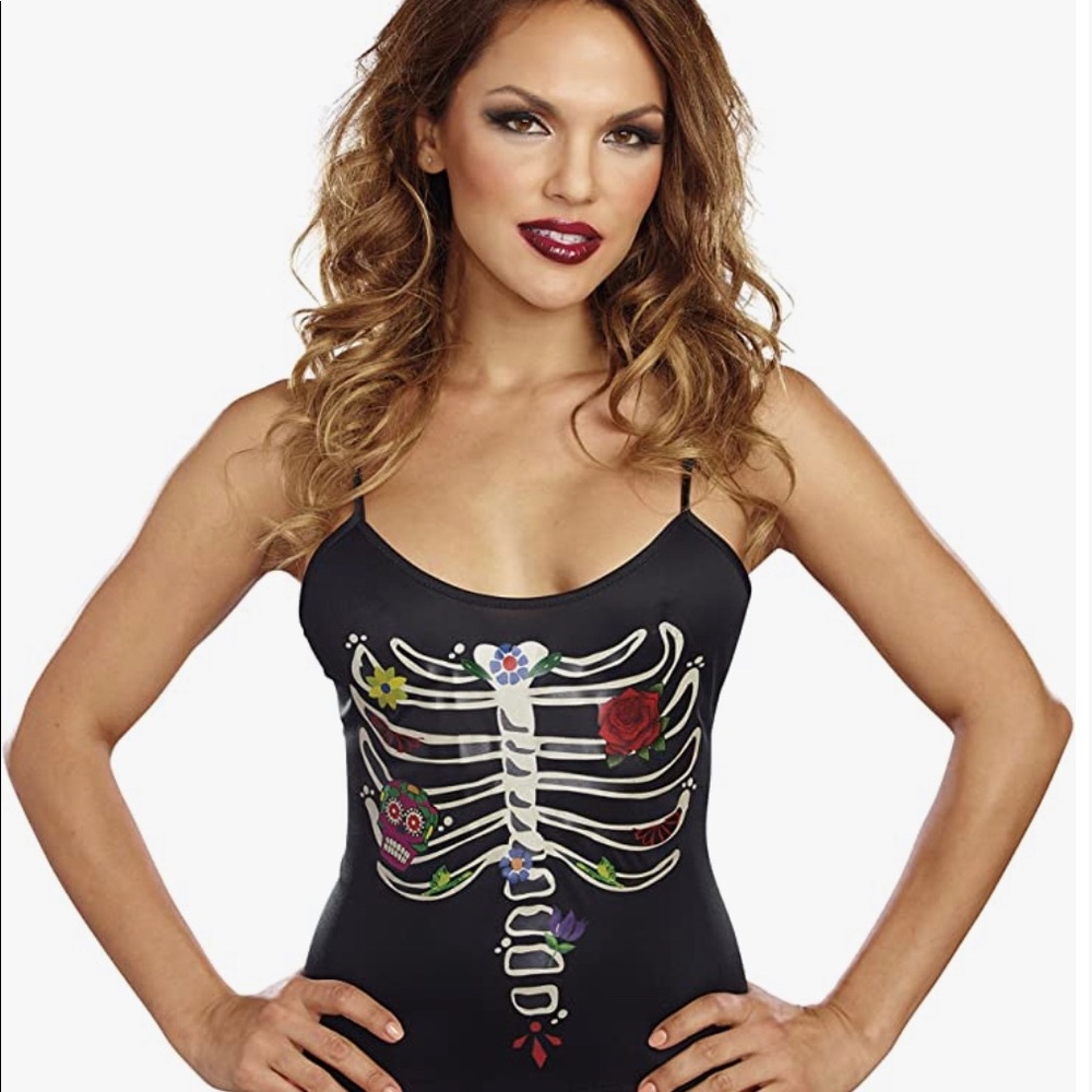 New Glow In The Dark Skeleton Top M/L